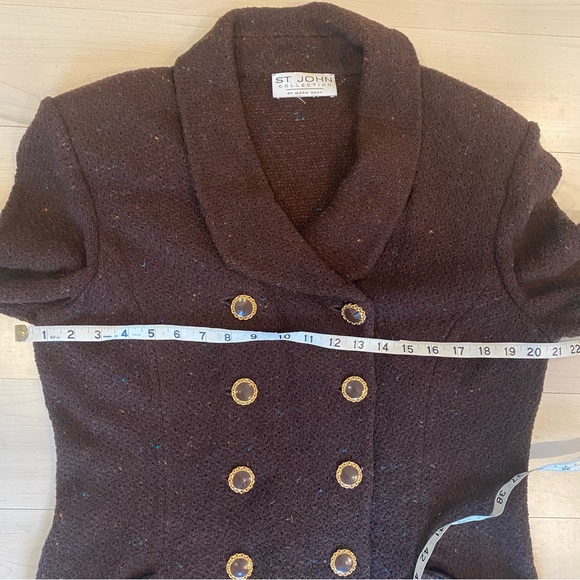 St. John Vintage Brown Santana Knit Overcoat Trench Coat - Picture 6 of 8